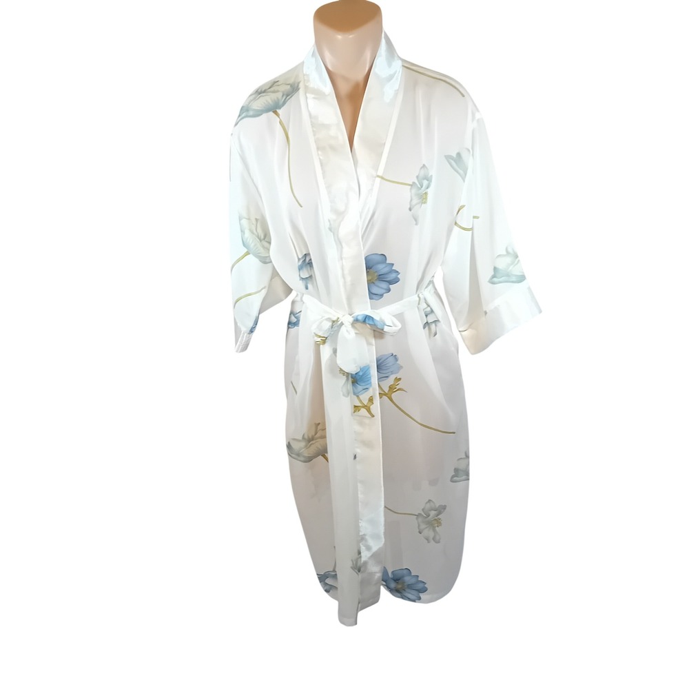 Vintage Plus Size Fashion Wear Floral Robe Belted Poppy Bridal Coquette XXL